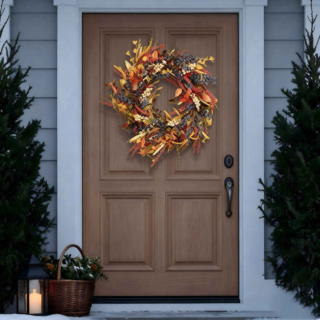 24" Handcrafted Foliage, Berry Thanksgiving Wreath